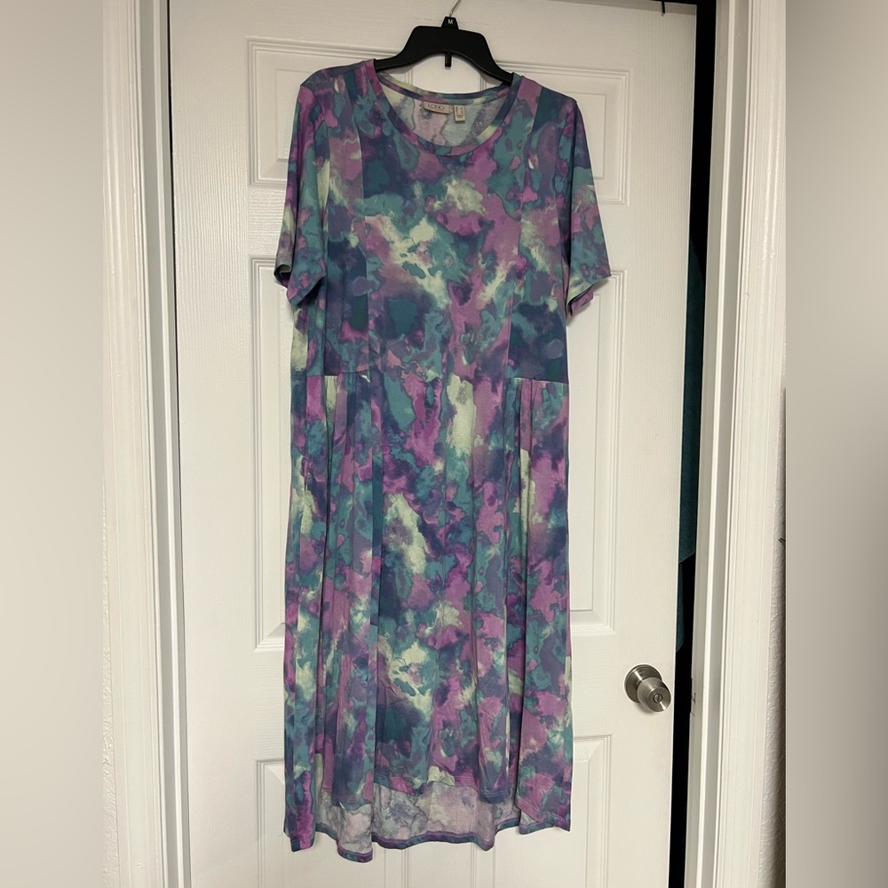 LOGO by Lori Goldstein Multicolor Abstract Dress